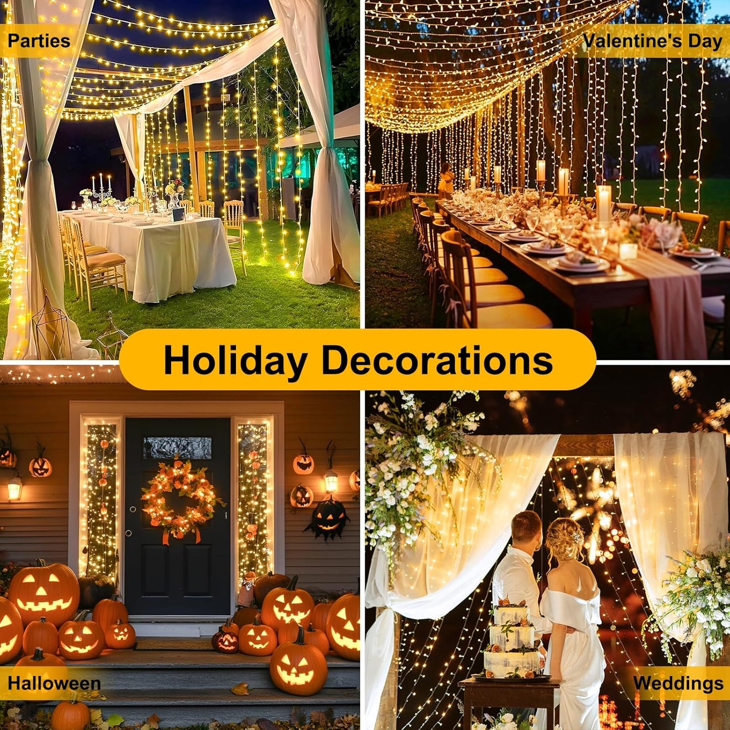 IP44 Waterproof LED String Lights for Patio and Garden, 8 Mode Connectable Outdoor Fairy Lights