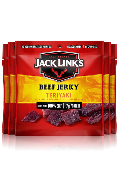 Jack Link's Beef Jerky Variety Pack - Original and Teriyaki - Easy-Open Halftime Snack for Soccer, Baseball, and Youth Sports, 1.25 oz Pouches