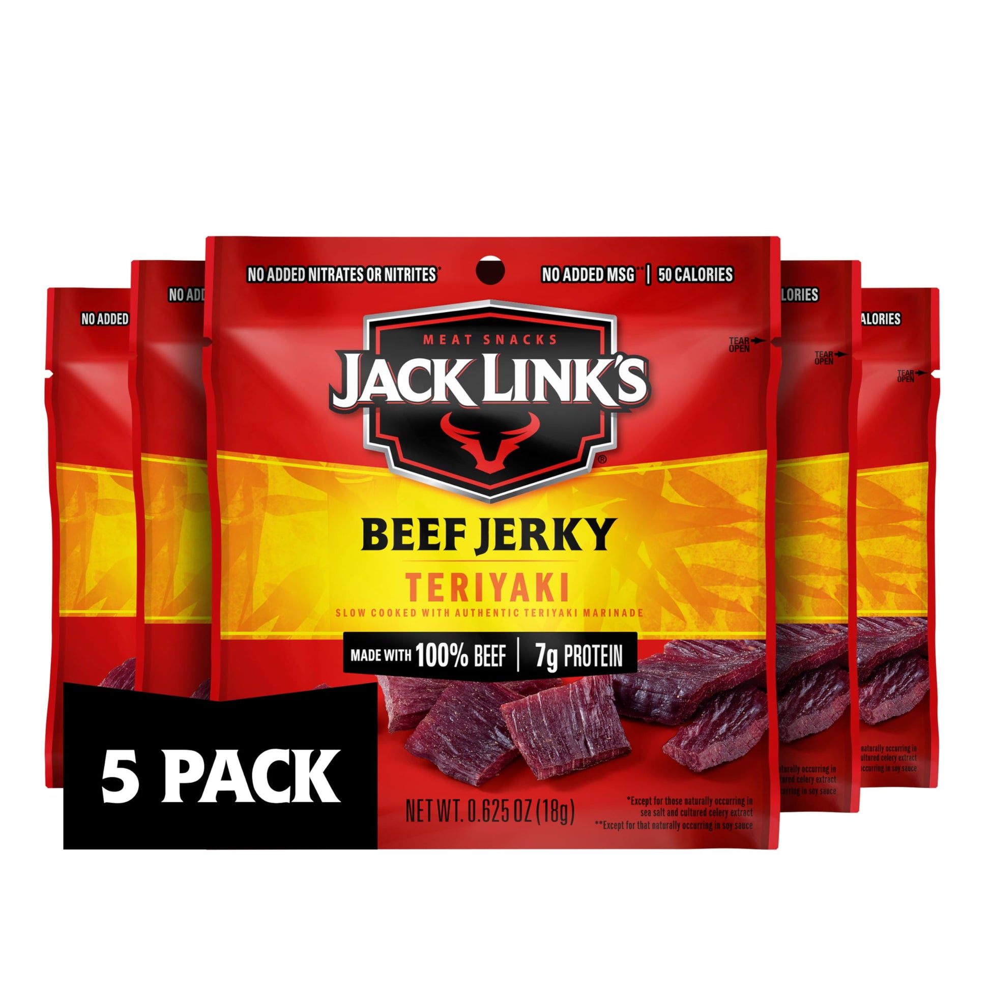 Jack Link's Beef Jerky Variety Pack - Original and Teriyaki - Easy-Open Halftime Snack for Soccer, Baseball, and Youth Sports, 1.25 oz Pouches