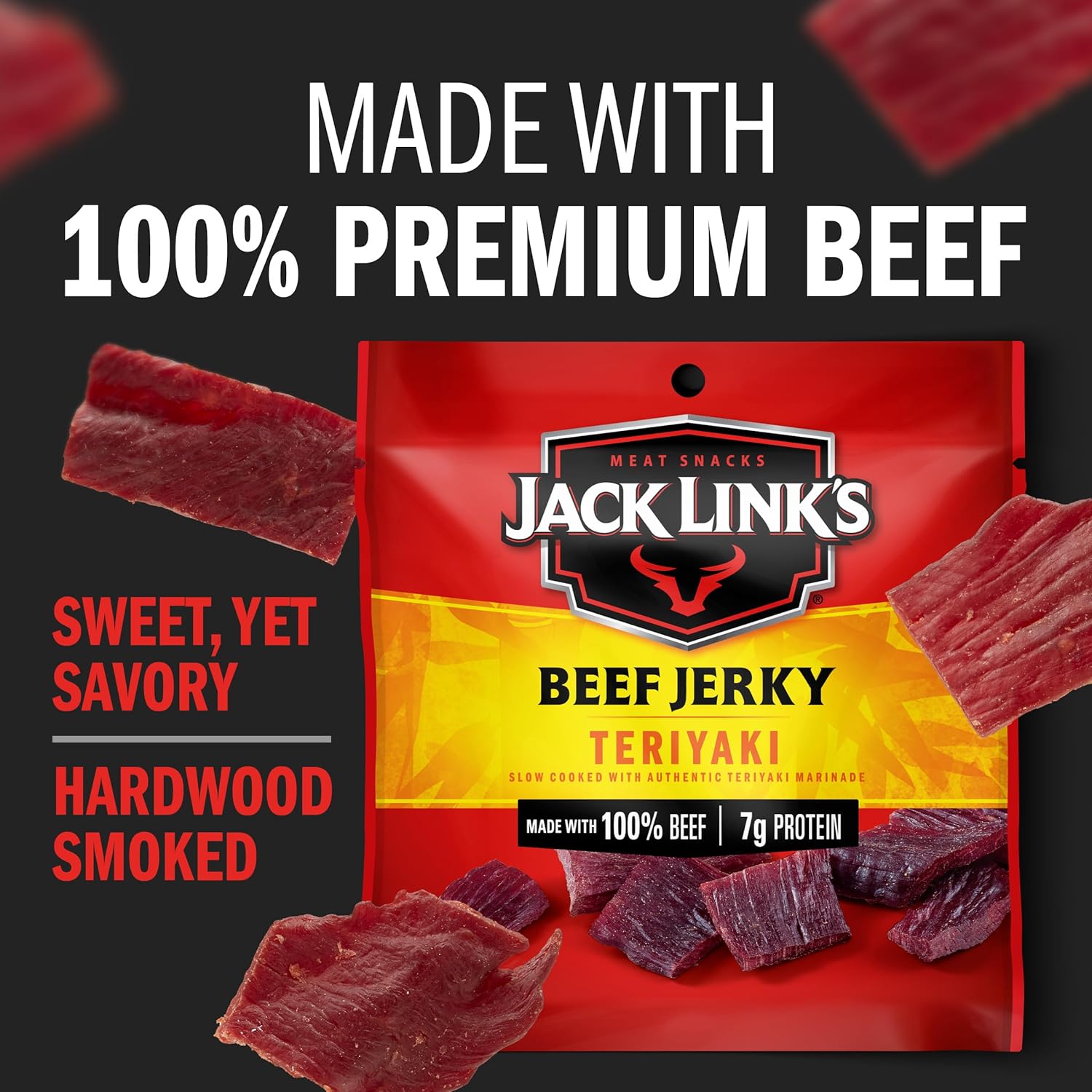 Jack Link's Beef Jerky Variety Pack - Original and Teriyaki - Easy-Open Halftime Snack for Soccer, Baseball, and Youth Sports, 1.25 oz Pouches