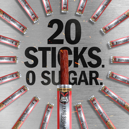 Jack Link's Original Zero Sugar Beef Sticks – 5g Protein Snack Sticks for Intermittent Fasting and Low Carb Wellness Routine