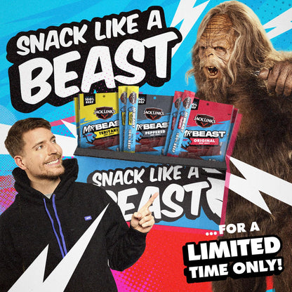 Jack Link's x MrBeast Beef Jerky Variety Box – Office Desk Drawer Protein Snack, No Refrigeration Needed Beef Jerky Pack