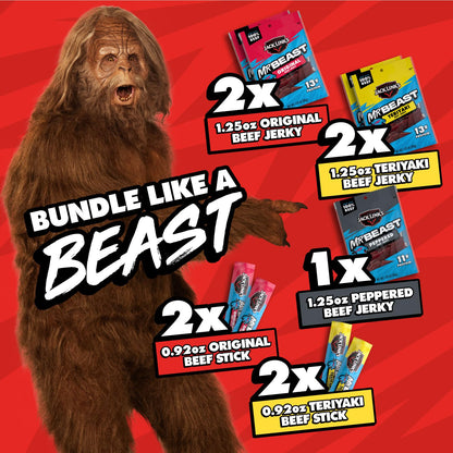 Jack Link's x MrBeast Beef Jerky Variety Box – Office Desk Drawer Protein Snack, No Refrigeration Needed Beef Jerky Pack