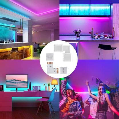 JACKYLED L Shape LED Strip Connectors for Living Room Accent Lighting and Bedroom Decor, 10mm 4-Pin RGB Corner Kit
