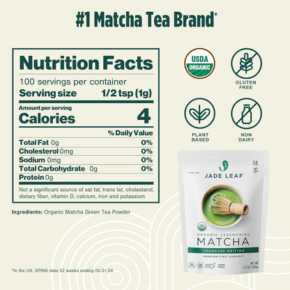 Jade Leaf Matcha Single-Ingredient Organic Matcha – Clean Countertop Staple for Clutter-Free Kitchens