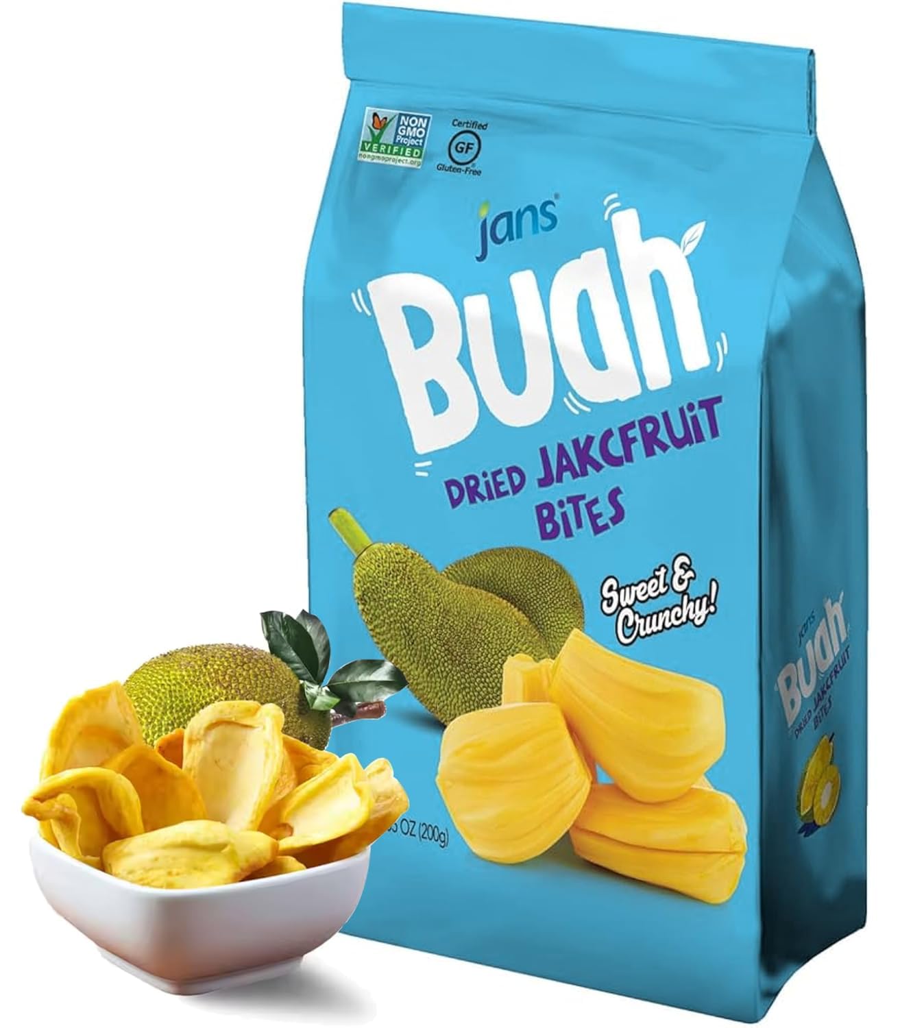 Jans Buah Freeze Dried Jackfruit Chips 7 Oz – Thoughtful Gourmet Gift for Snack Lovers, Tropical Flavor in a Ready-to-Share Pouch