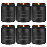 Auelife 4 Pack Masculine Soy Candles, Black Glass Votive Jars with Wood, Smoke and Leather Notes – Elevated Interior Decor for Modern Home