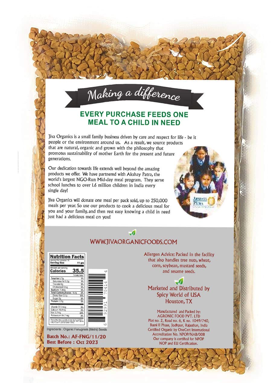 Jiva Organic Fenugreek Seeds 7 Ounce – Thoughtful Wellness Gift for Mom, Natural Hair Care & Cooking Pantry Essential