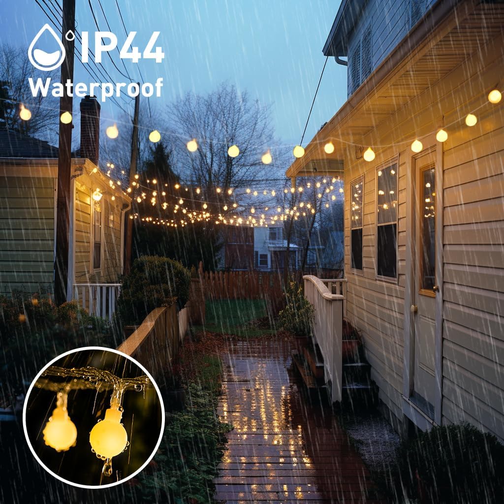 JMEXSUSS 100 LED Globe String Lights – 33ft Frosted Bedroom Decor, Warm White Ambient Lighting for Aesthetic Living Room and Dorm Setup