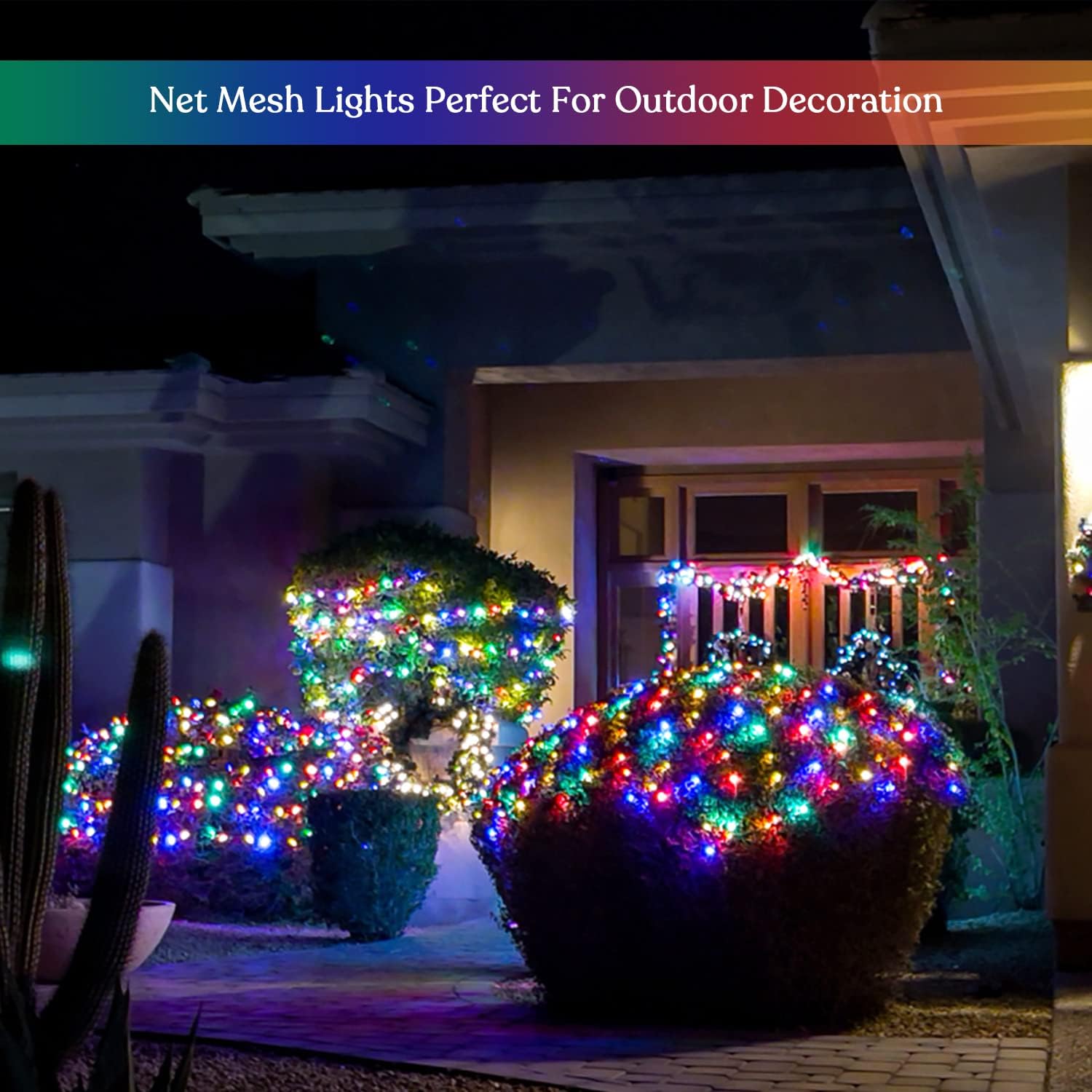 JMEXSUSS 320 LED Solar Net Lights – Portable Patio & Deck Ambiance Lighting, 8 Modes Weatherproof Mesh