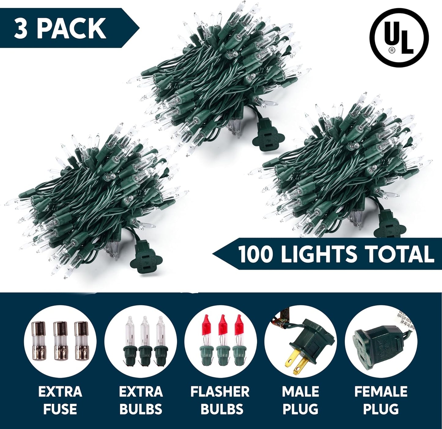 Joiedomi Outdoor String Lights Patio – 300 Clear Mini Bulbs, IP44 Waterproof, 64.2 ft Green Wire for Pergola, Fence, and Backyard Gatherings