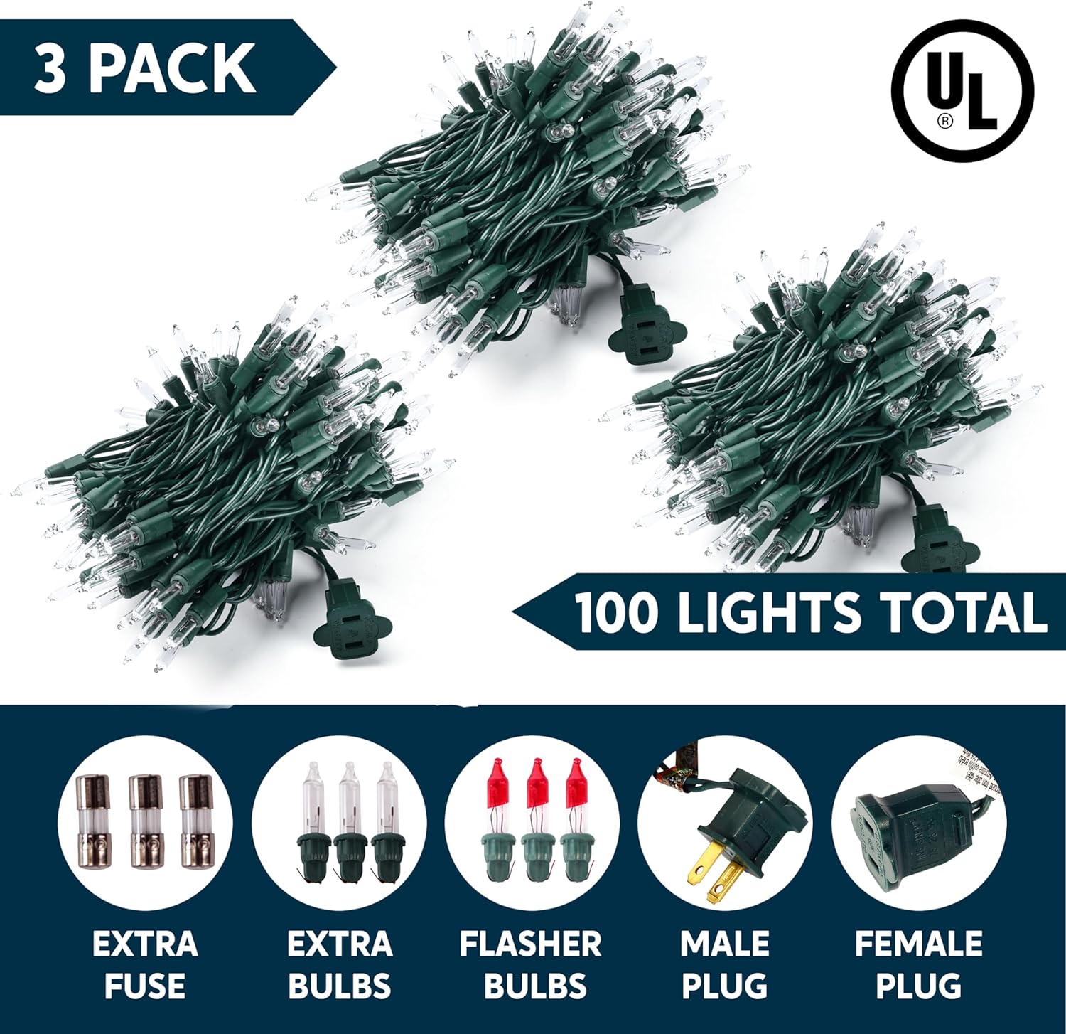 Joiedomi Outdoor String Lights Patio – 300 Clear Mini Bulbs, IP44 Waterproof, 64.2 ft Green Wire for Pergola, Fence, and Backyard Gatherings