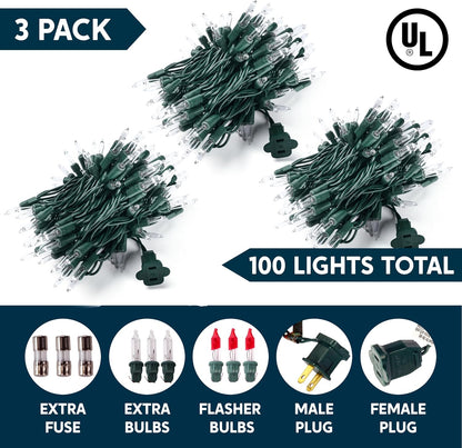 Joiedomi Outdoor String Lights Patio – 300 Clear Mini Bulbs, IP44 Waterproof, 64.2 ft Green Wire for Pergola, Fence, and Backyard Gatherings