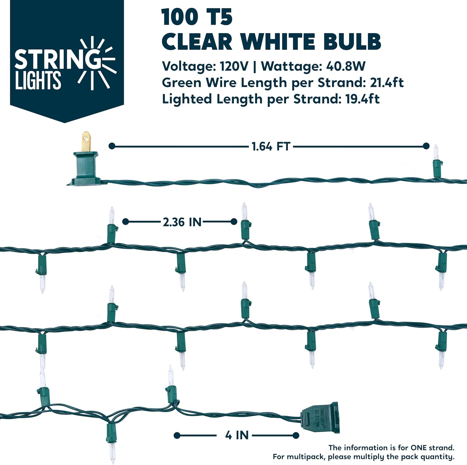 Joiedomi Outdoor String Lights Patio – 300 Clear Mini Bulbs, IP44 Waterproof, 64.2 ft Green Wire for Pergola, Fence, and Backyard Gatherings