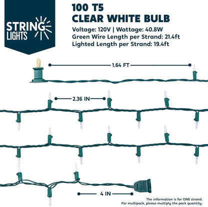 Joiedomi Outdoor String Lights Patio – 300 Clear Mini Bulbs, IP44 Waterproof, 64.2 ft Green Wire for Pergola, Fence, and Backyard Gatherings