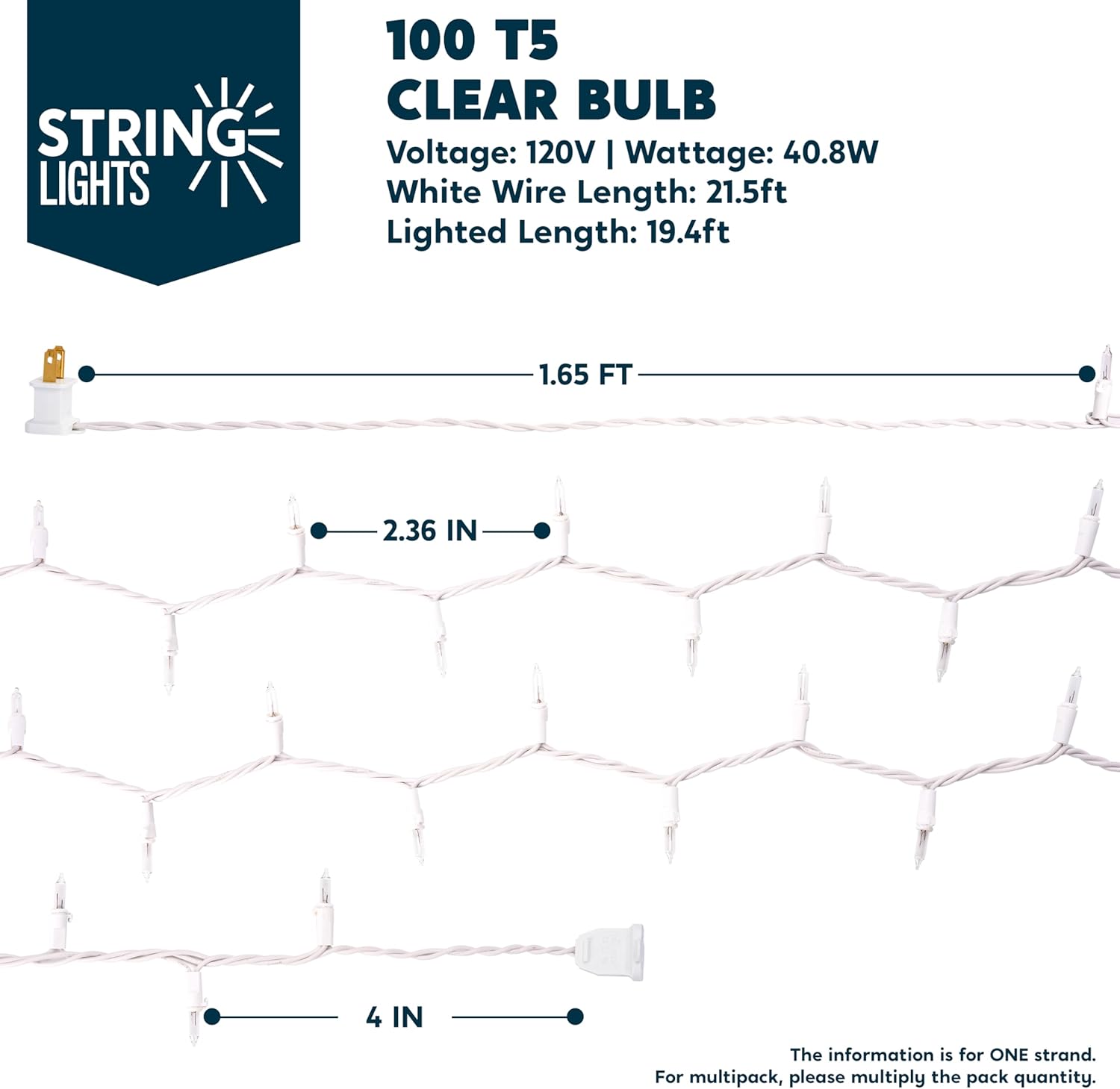 JOIEDOMI Waterproof String Lights – 21.4FT 100-Bulb Patio and Pergola Lighting, IP44 Rated for Year-Round Outdoor Ambiance