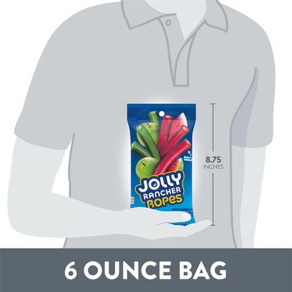 JOLLY RANCHER Ropes Assorted Fruity Chewy Rope Candy for Hiking Snacks, Beach Days, and Tailgating Treats, 6 oz