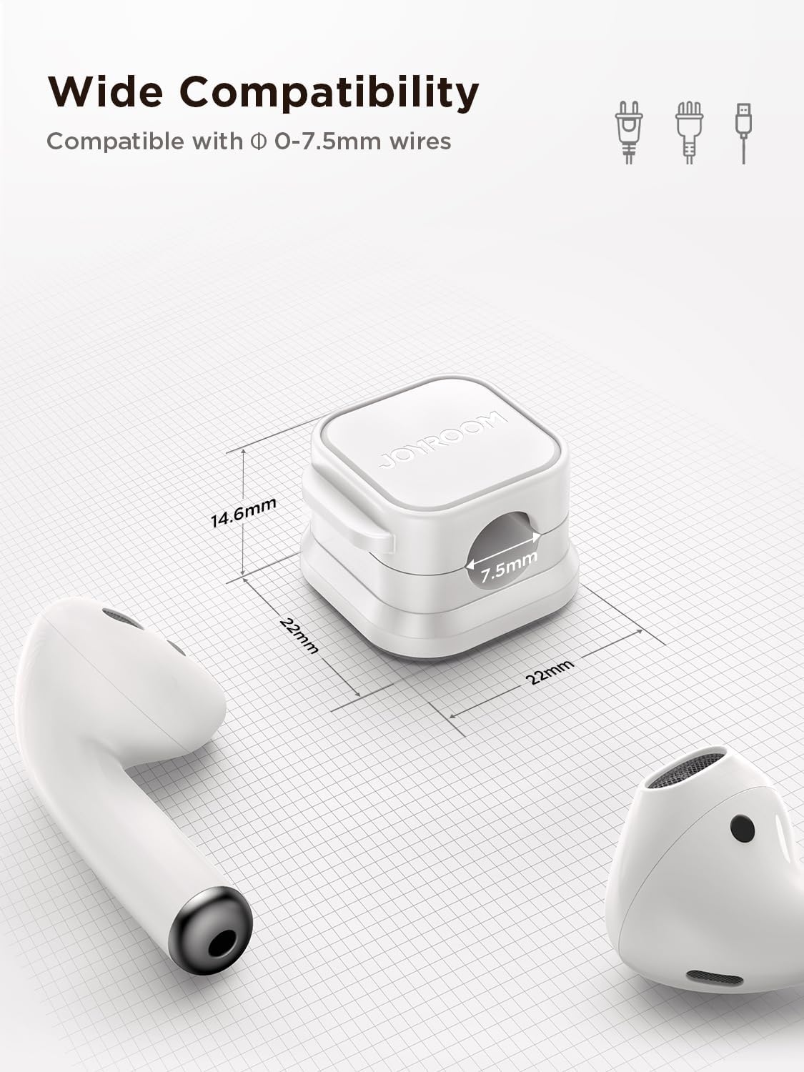 JOYROOM Magnetic Cable Clips for Home Office Desk, Under-Desk Wire Management for Remote Workers