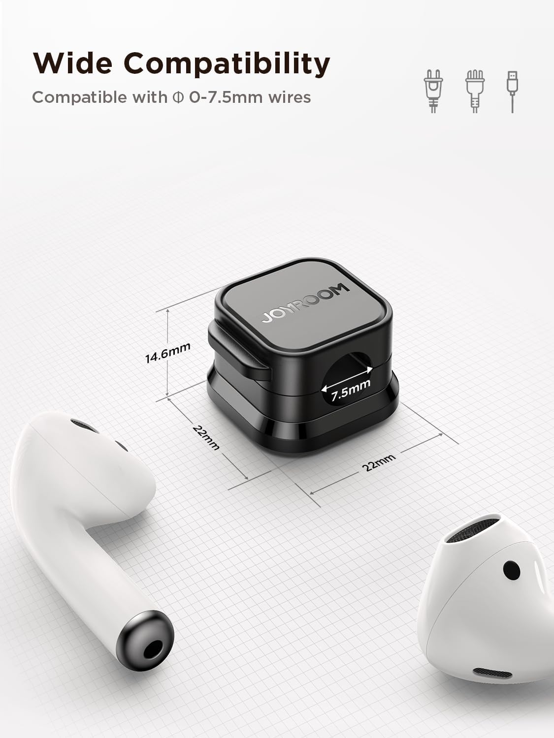 JOYROOM Magnetic Cable Clips for Standing Desk Setup, Tame Charger Cords Under Home Office Desk for Focused Work