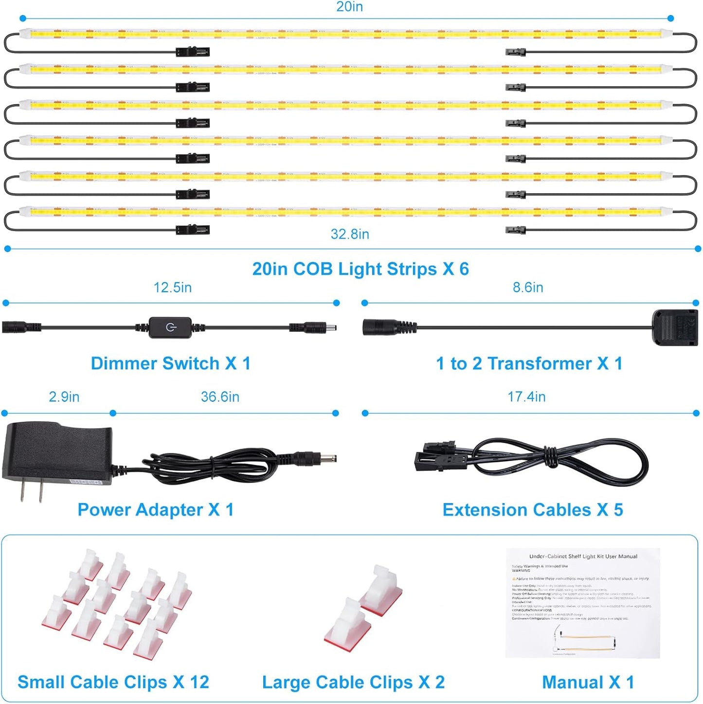 JUSJUBR COB LED Strip Lights for Display Cabinets, Warm Aesthetic Accent Lighting for Curio Cases and Trophy Shelves