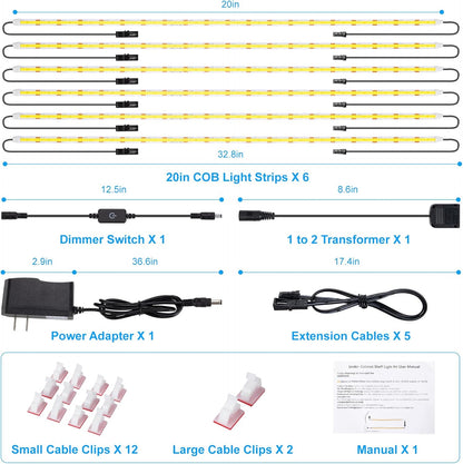 JUSJUBR COB LED Strip Lights for Display Cabinets, Warm Aesthetic Accent Lighting for Curio Cases and Trophy Shelves
