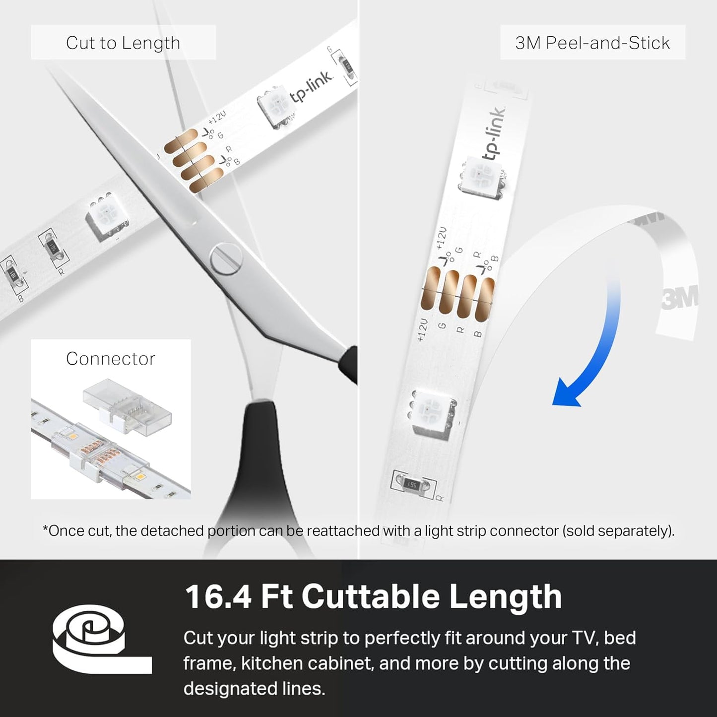 Kasa Smart LED Light Strip – Living Room Aesthetic Ambient Lighting, 16M Colors for Cozy Home Atmosphere