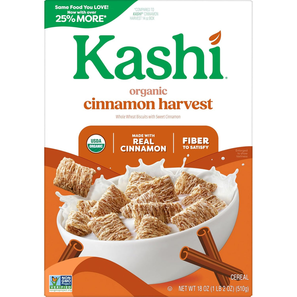 Kashi Cinnamon Harvest Whole Grain Cereal – Simple Vegan Breakfast for Uncluttered Kitchens, 18oz