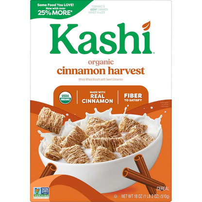 Kashi Cinnamon Harvest Whole Grain Cereal – Simple Vegan Breakfast for Uncluttered Kitchens, 18oz