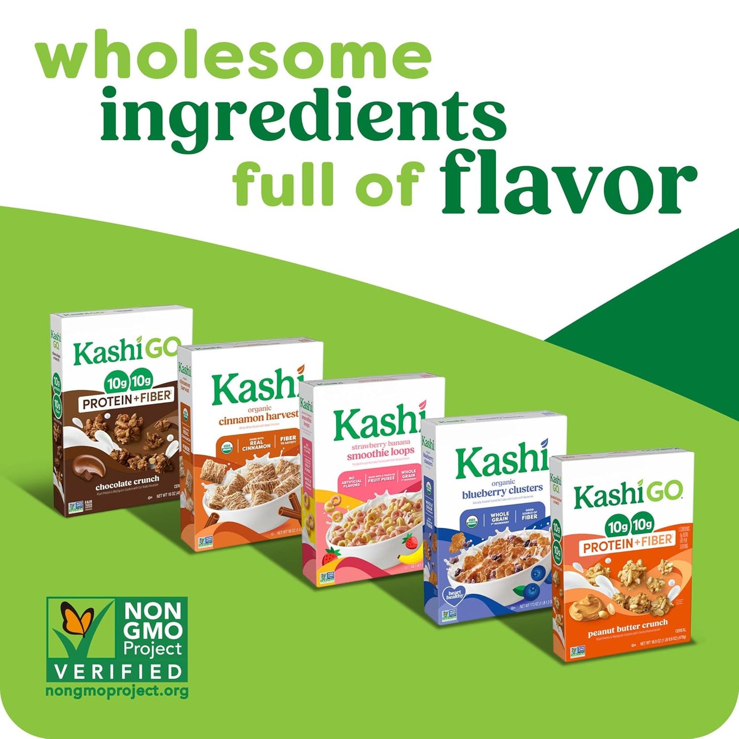 Kashi GO Cinnamon Crunch Cereal – Self-Care Morning Fuel with 10g Fiber and Plant Protein for Sustained Energy
