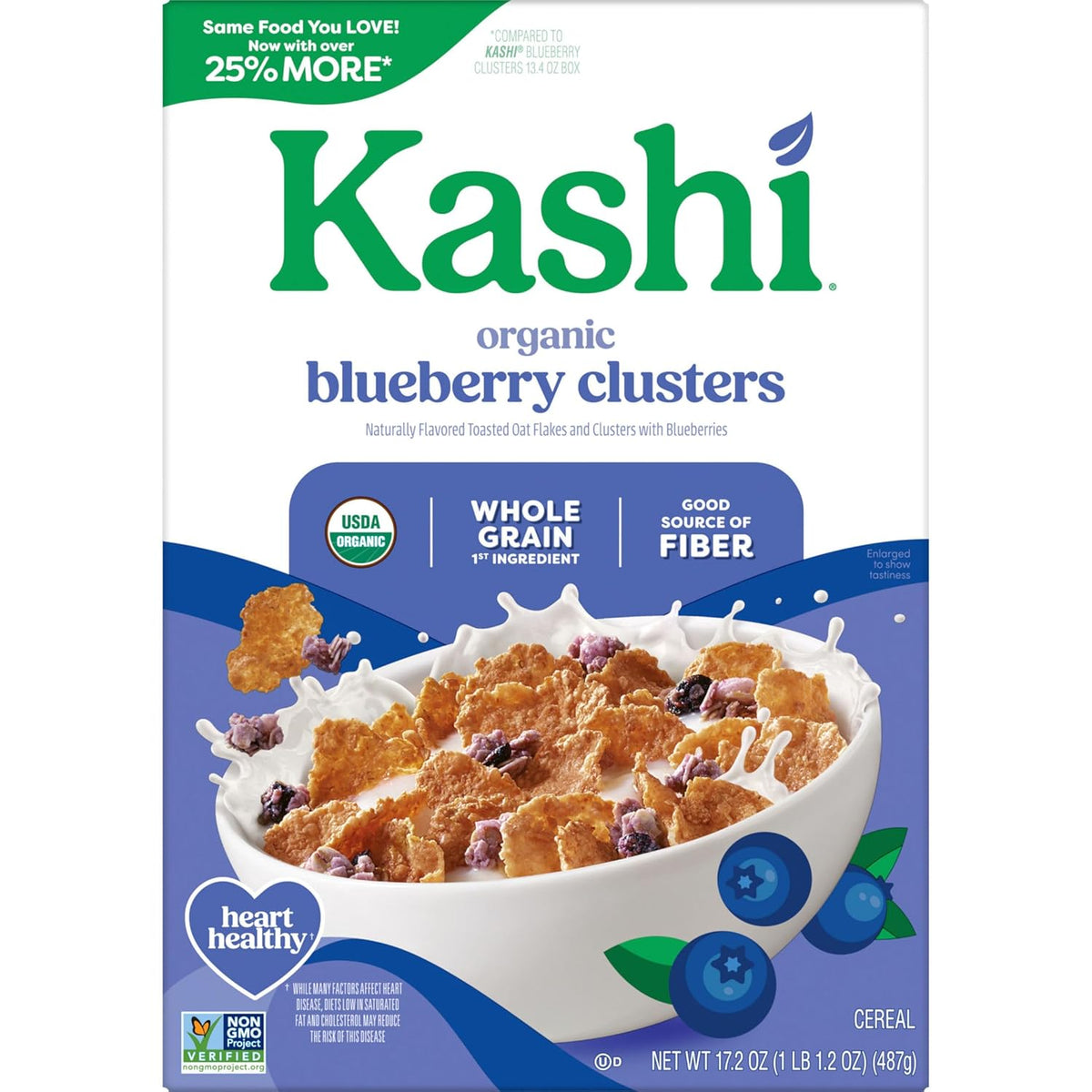 Kashi Organic Blueberry Cereal – Kid-Friendly Whole Grain Snack for School Lunchbox and After-School Cravings
