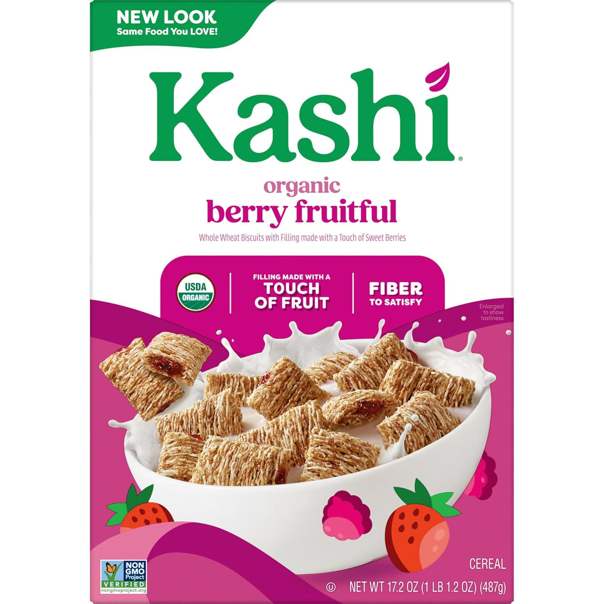 Kashi Organic Cereal Berry Fruitful – Sweet Berry Crunch Kids Love, Allergen-Transparent Family Size