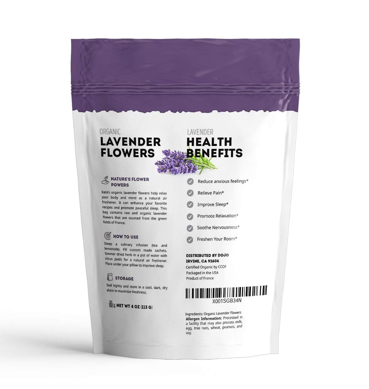 Kate Naturals Dried Lavender Buds – Calming Herbal Tea Ingredient for Nightly Wind-Down Rituals