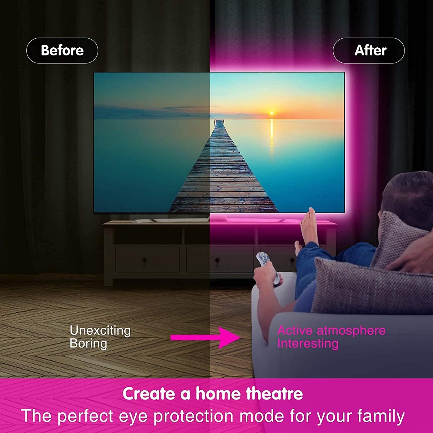 Keepsmile LED Strip Lights for Party – Music Sync RGB Strip with Bluetooth App and Remote for Living Room and Bar