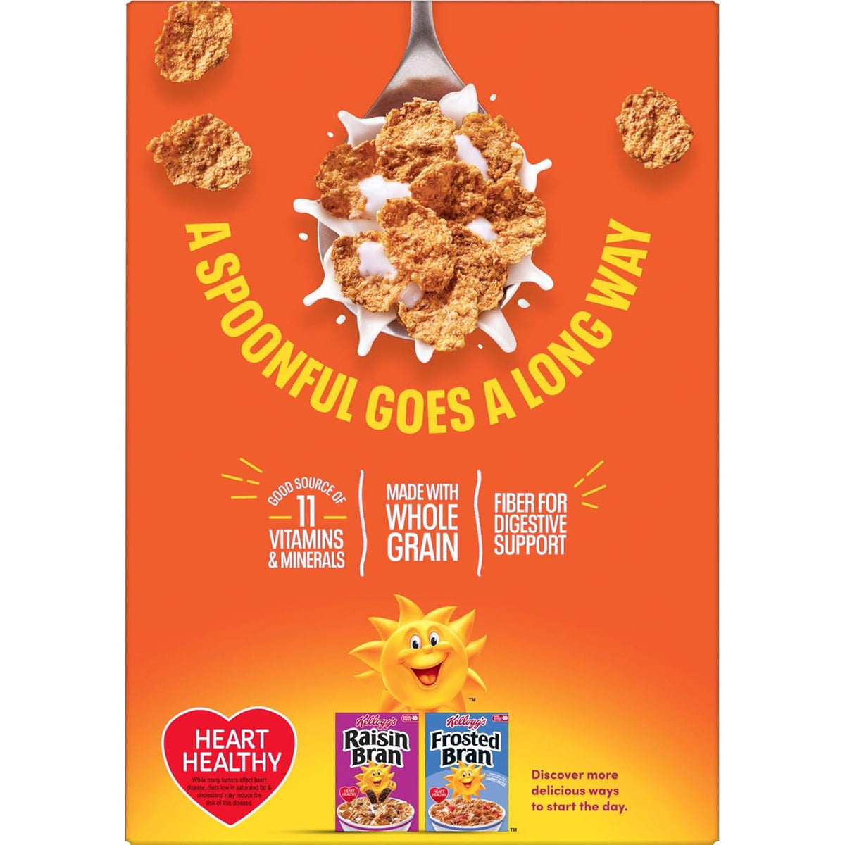 Kellogg's Frosted Bran Cereal – Low-Fat Whole Grain Breakfast for Cholesterol-Conscious Shoppers, Pantry Staple
