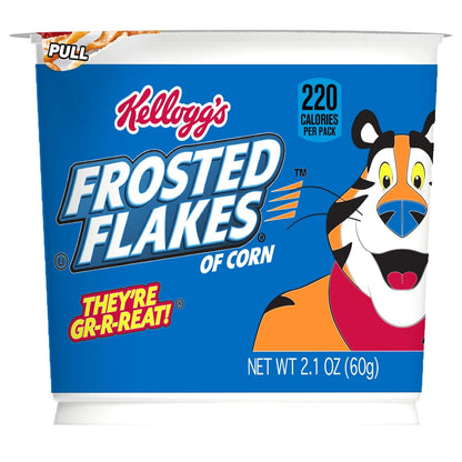 Kellogg's Frosted Flakes Cereal Cups – Fat-Free Nutritious Breakfast with 8 Vitamins and Minerals, 12 Count