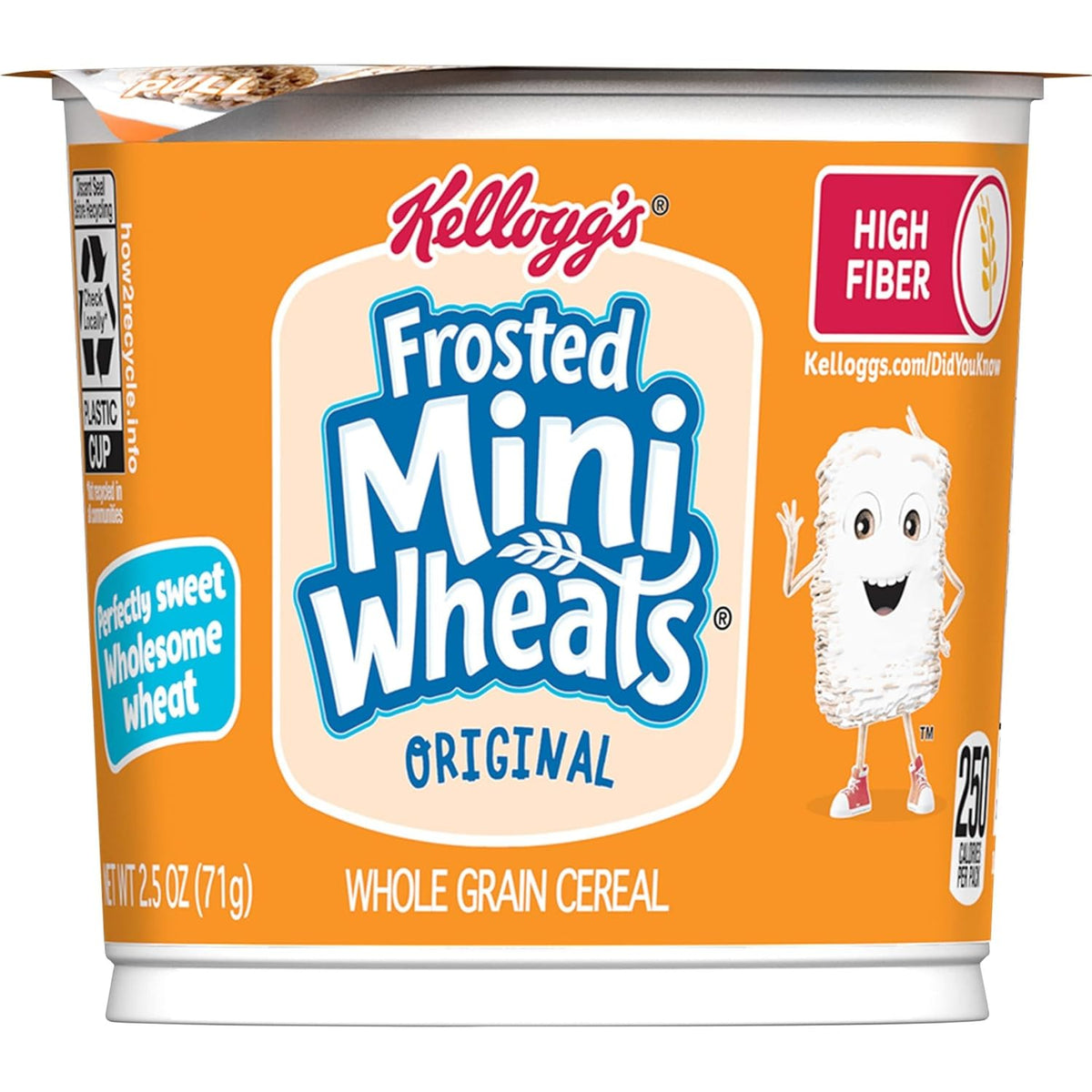 Kellogg's Frosted Mini-Wheats Breakfast Cups – School Lunch Packer for Picky Eaters, Bulk 12-Cup Case