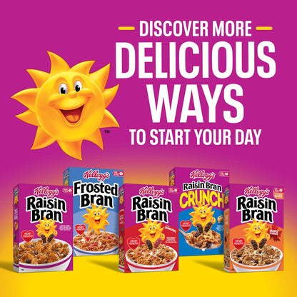 Kellogg's Raisin Bran Heart-Healthy Cereal, Low-Fat Morning Bowl for Mindful Eating Habits