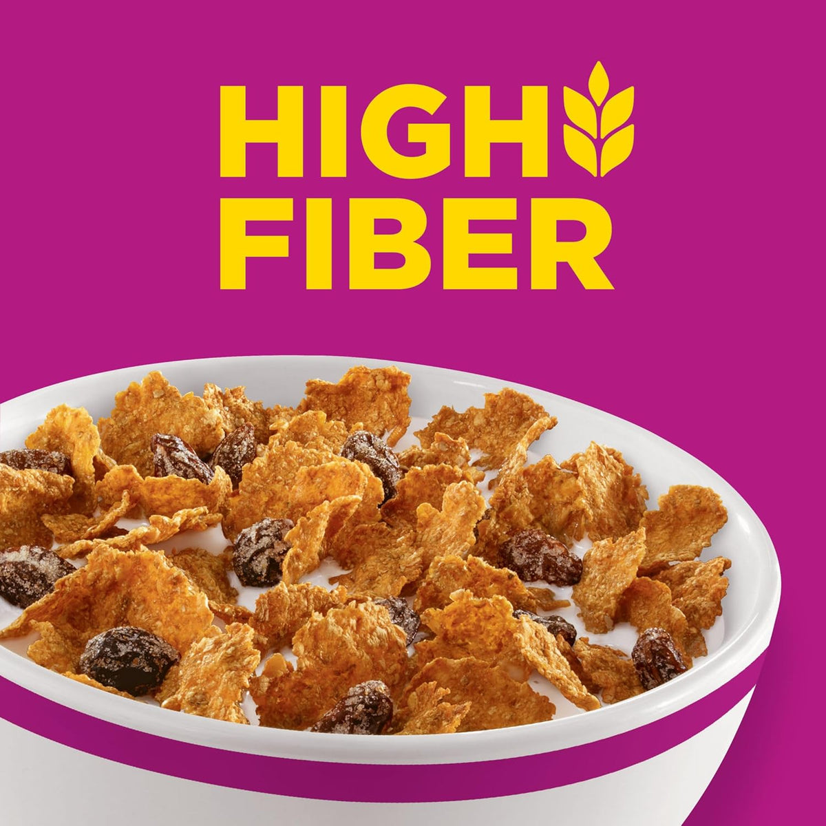 Kellogg's Raisin Bran Heart-Healthy Cereal, Low-Fat Morning Bowl for Mindful Eating Habits