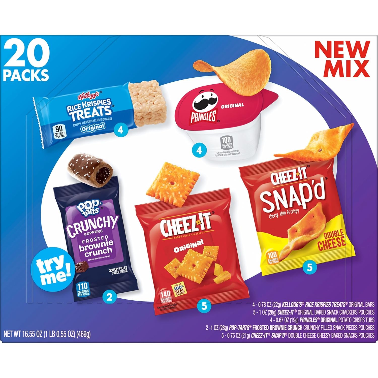 Kellogg's Snack Variety Pack – Road Trip and Car Cup Holder Snacks for Family Travel, 20 Single-Serve Pouches
