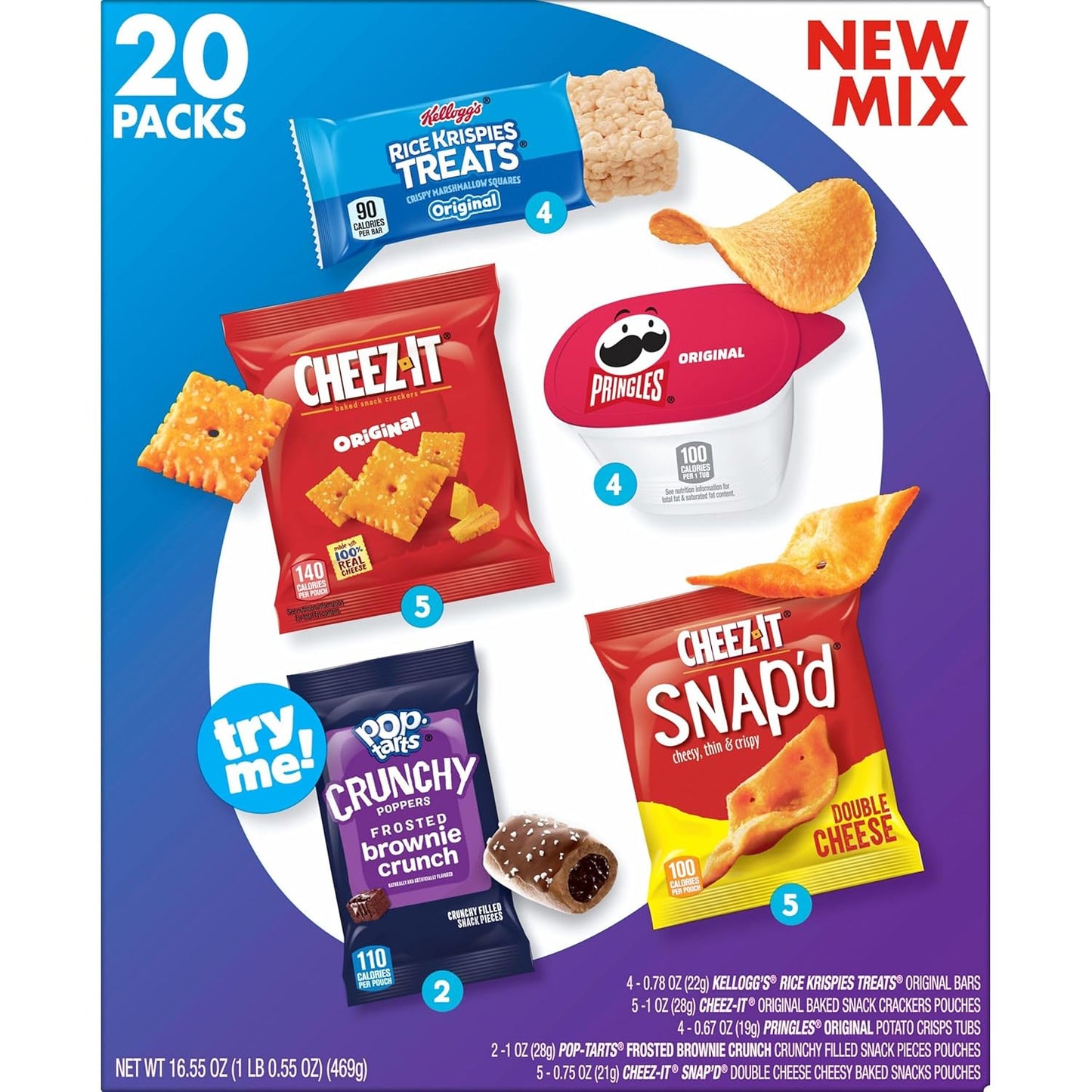 Kellogg's Snack Variety Pack – Road Trip and Car Cup Holder Snacks for Family Travel, 20 Single-Serve Pouches