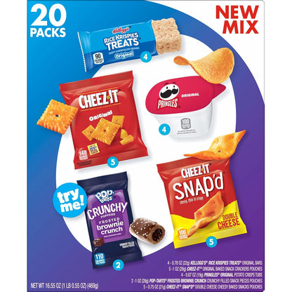 Kellogg's Snack Variety Pack – Road Trip and Car Cup Holder Snacks for Family Travel, 20 Single-Serve Pouches