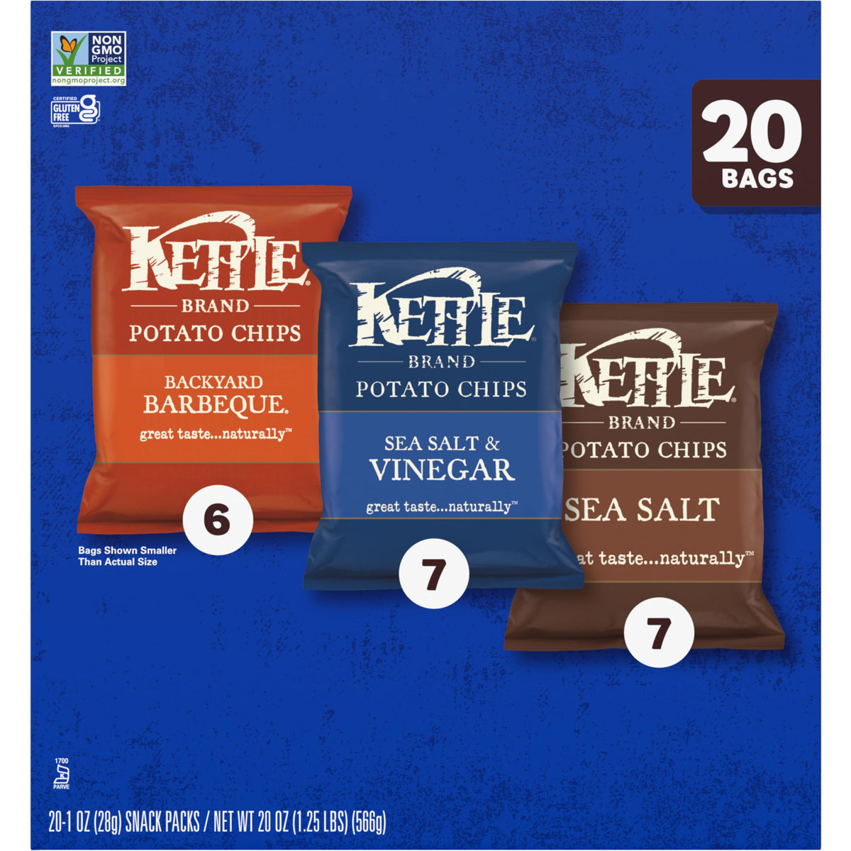 Kettle Brand Potato Chips Variety Pack – Better-For-You Non-GMO Snacks for Clean Eating Pantries