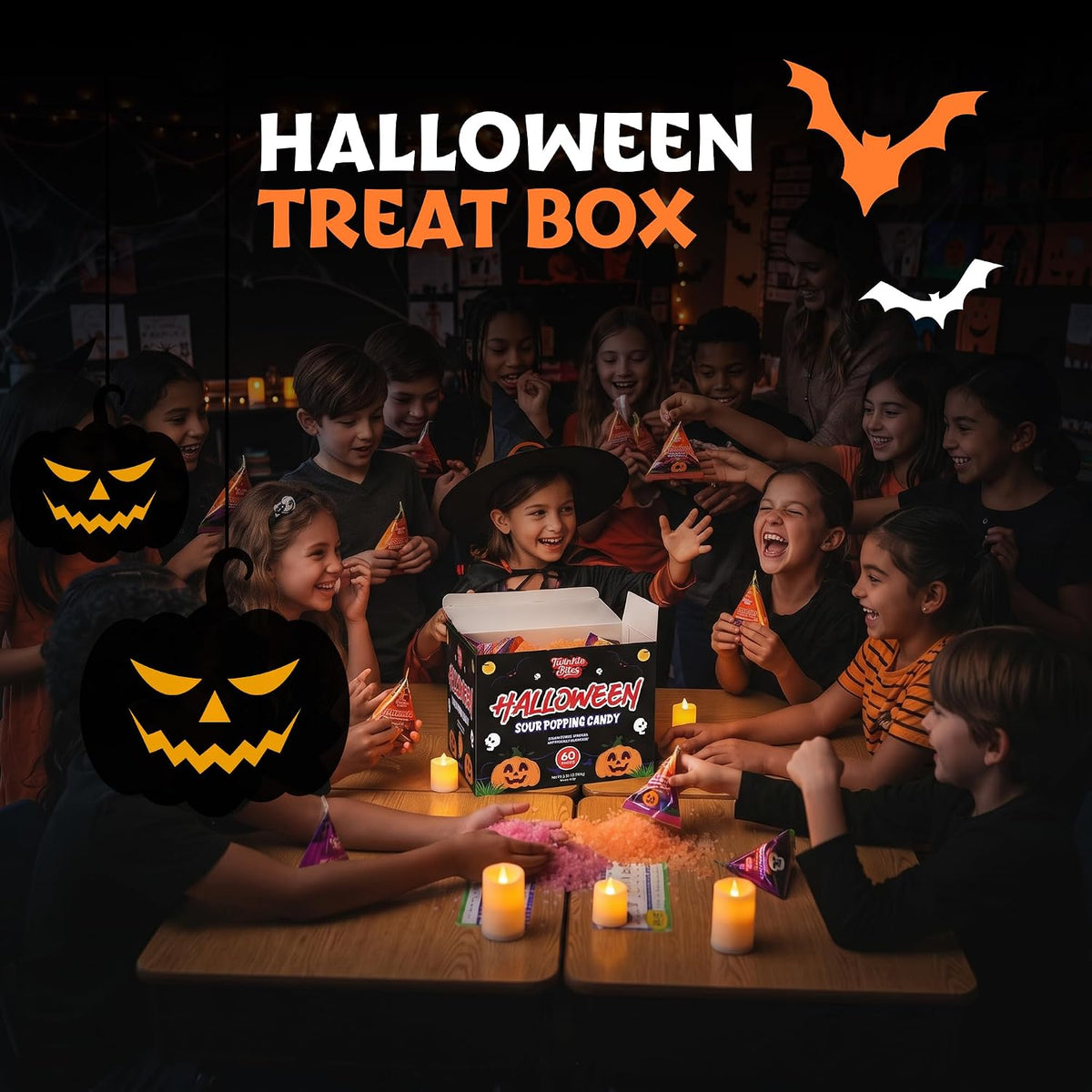 Kid-Friendly Strawberry and Orange Pop Rocks Halloween Candy – Bulk 120-Pack Goodie Bag Stuffers for Trick-or-Treat Night