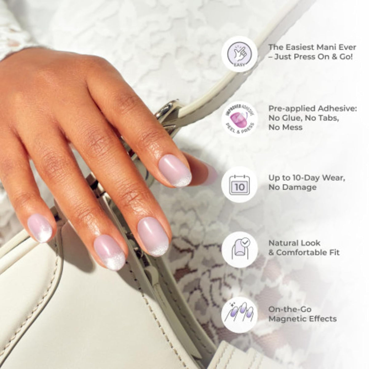 KISS colorFX by imPRESS Press On Nails Simple – ‘Sour Love’ Solid White Short Squoval Press Ons for Less Is More Capsule Closet Styling