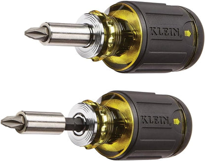 Klein Tools 32308 Stubby 8-in-1 Screwdriver – Replace Eight Drivers with One Compact Tool