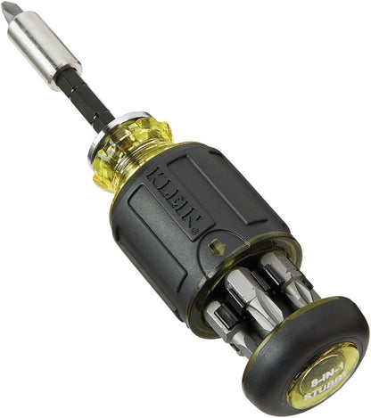 Klein Tools 32308 Stubby 8-in-1 Screwdriver – Replace Eight Drivers with One Compact Tool