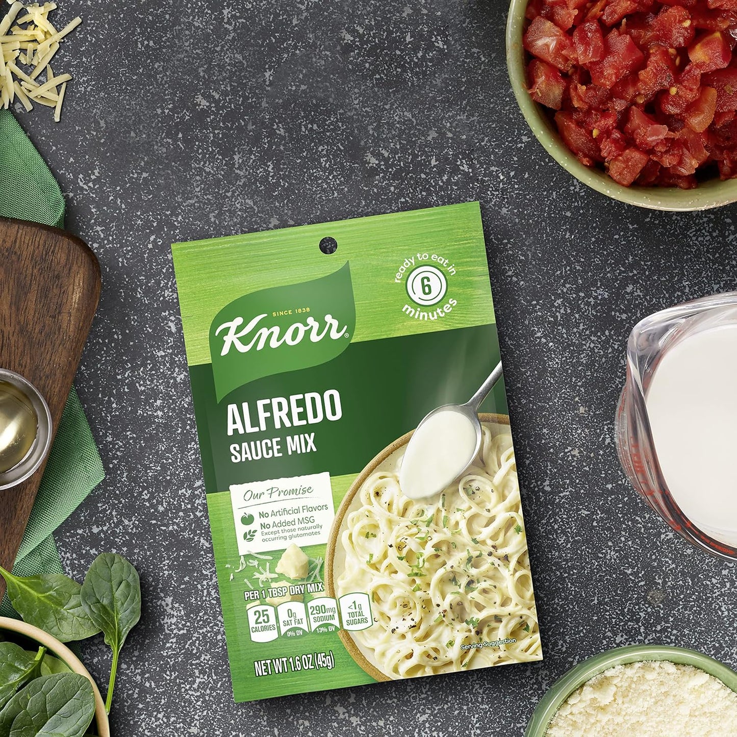 Knorr Alfredo Sauce Mix – Compact 1.6 oz Pouch for Clutter-Free Apartment Pantries