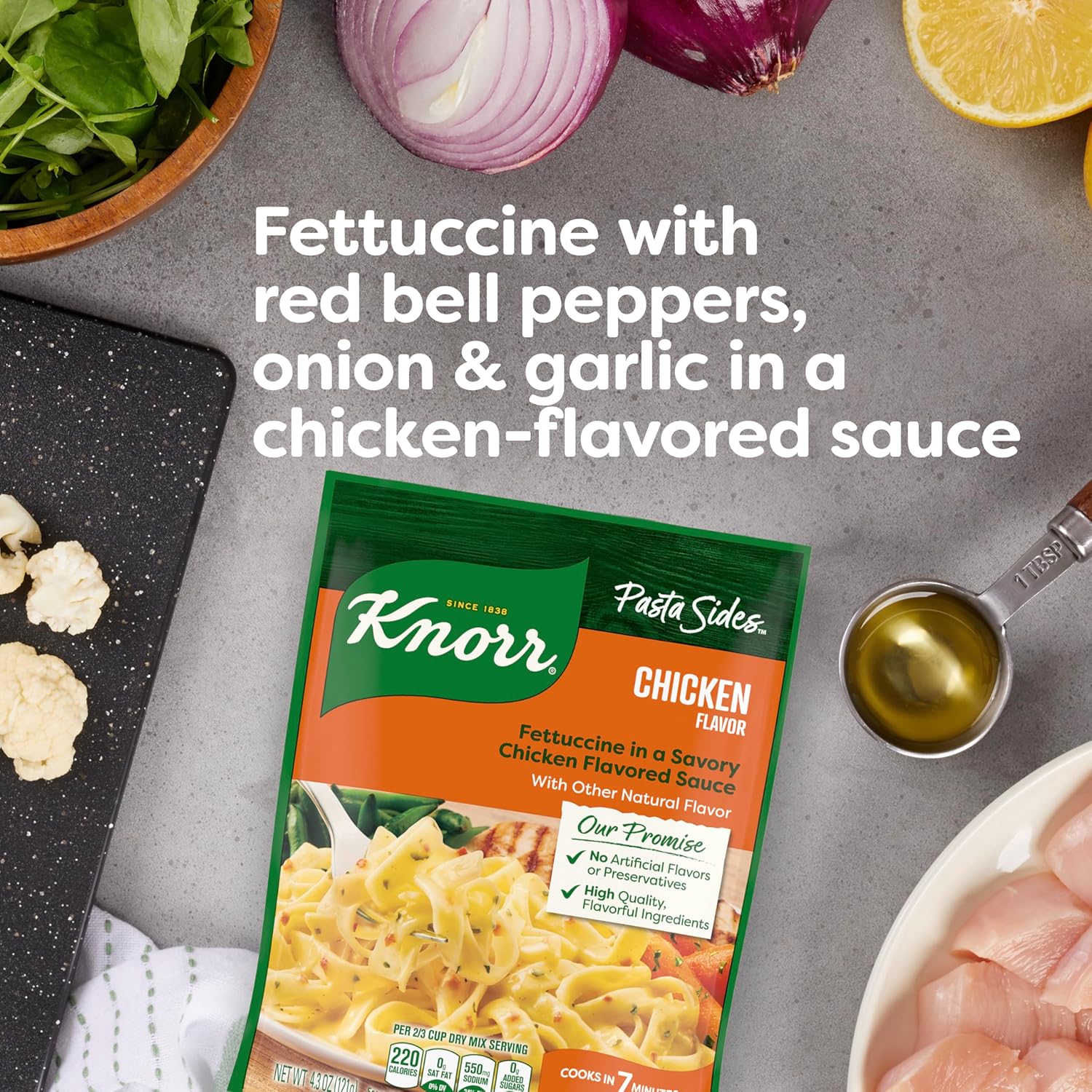 Knorr Pasta Sides Chicken Fettuccine 4.3 oz – Quick Weeknight Side for Busy Work-from-Home Dinners