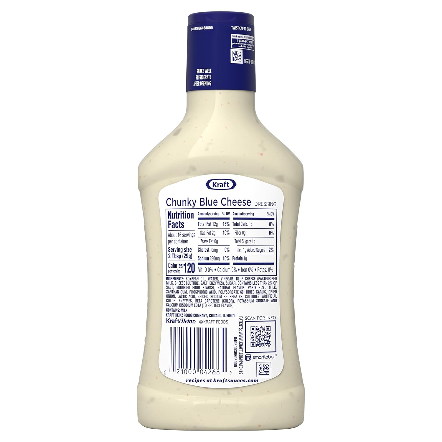Kraft Chunky Blue Cheese Dressing – Family Table Salad Topper for Weeknight Dinners and Lunchbox Sides