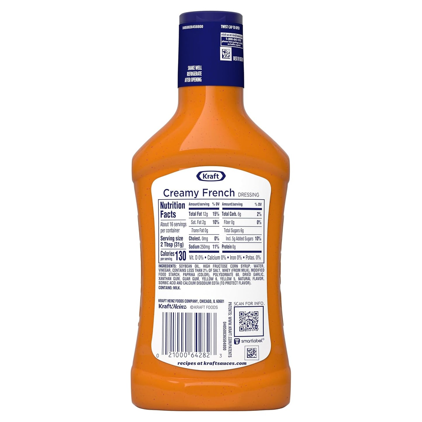 Kraft Creamy French Dressing – Picnic Table Dressing for Fresh Veggie Platters, 16 fl oz Bottle